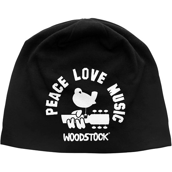 Cover for Woodstock · Woodstock Unisex Beanie Hat: Peace, Love, Music (Klær) [Black - Unisex edition]