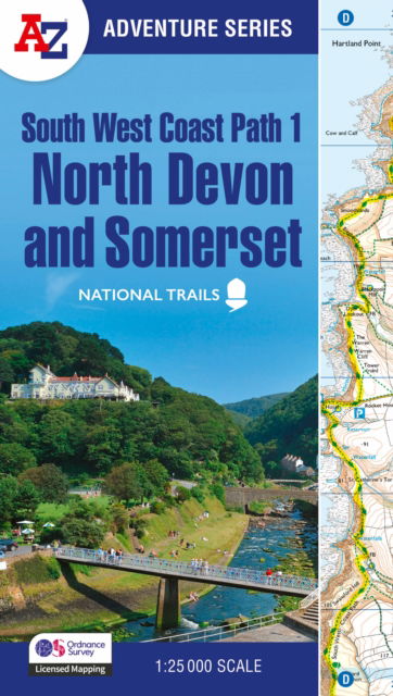 Cover for A-Z maps · South West Coast Path 1 – North Devon &amp; Somerset: With Ordnance Survey Mapping - A -Z Adventure Series (Paperback Book) [4 Revised edition] (2025)