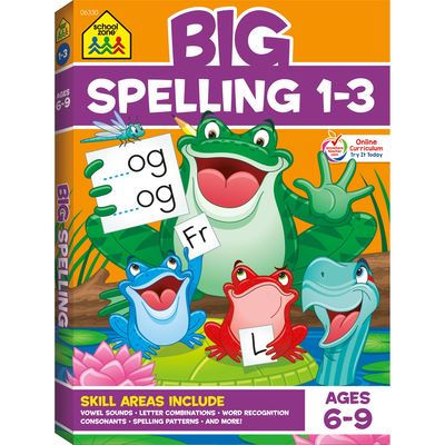 Cover for School Zone · School Zone - Big Spelling Grades 1-3 Workbook - Ages 6 to 9, Letter Sounds, Consonants, Puzzles, and More (Paperback Book) (2012)