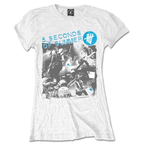 5 Seconds Of Summer: Live Collage (T-Shirt Donna Tg L) - Rock Off - Produtos - Unlicensed - 5055295390652 - 