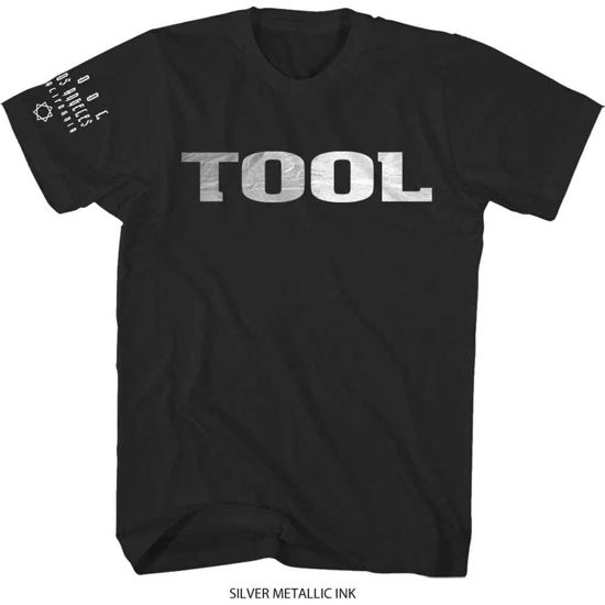 Cover for Tool · Tool Unisex T-Shirt: Metallic Silver Logo (Black) (Sleeve Print) (T-shirt) [size S] [Black - Unisex edition] (2019)