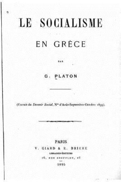 Cover for G Platon · Le socialisme en Grece (Paperback Book) (2015)