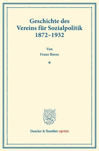 Cover for Boese · Geschichte des Vereins für Sozial (Book) (2013)