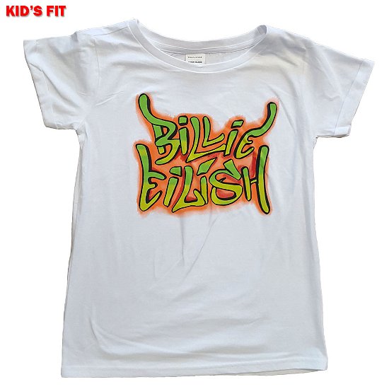 Billie Eilish · Billie Eilish Kids Girls T-Shirt: Graffiti (Skinny Fit) (5-6 Years) (T-shirt) [size 5-6yrs] [White - Kids edition]