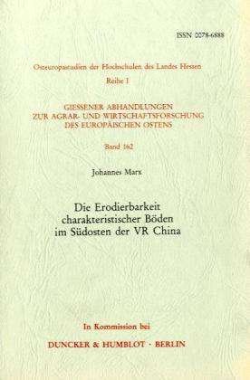 Cover for Marx · Die Erodierbarkeit charakteristisc (Book) (1989)