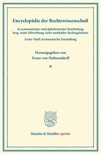 Cover for Franz von Holtzendorff · Encyclopadie Der Rechtswissenschaft (Paperback Book) (2013)