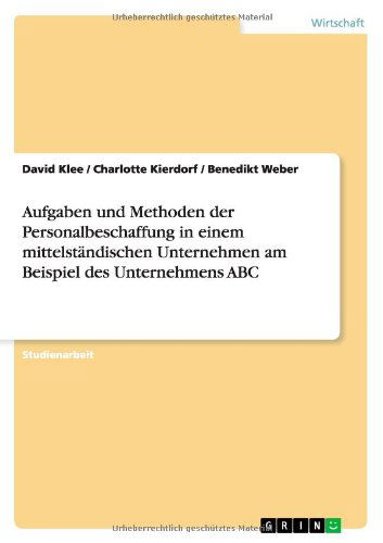 Cover for Klee · Aufgaben und Methoden der Personal (Bok) [German edition] (2013)