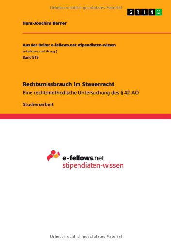 Cover for Berner · Rechtsmissbrauch im Steuerrecht (Bok) [German edition] (2013)