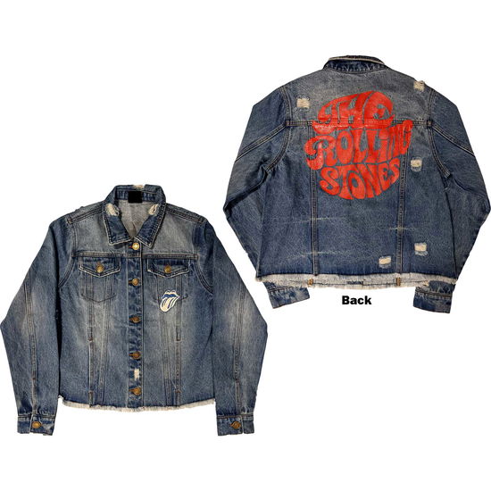 The Rolling Stones Ladies Denim Jacket: Script (Back Print) - The Rolling Stones - Merchandise -  - 5056561014654 - 