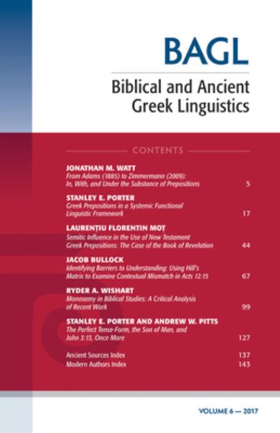 Cover for Stanley E. Porter · Biblical and Ancient Greek Linguistics, Volume 6 (N/A) (2017)