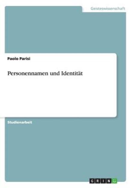 Cover for Paolo Parisi · Personennamen und Identitat (Paperback Book) [German edition] (2013)