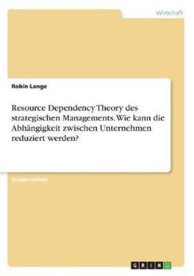 Cover for Lange · Resource Dependency Theory des st (Book)