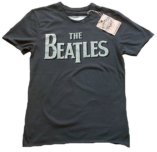 Beatles Logo Amplified X Large Vintage Charcoal T Shirt - The Beatles - Produtos - AMPLIFIED - 5022315071655 - 