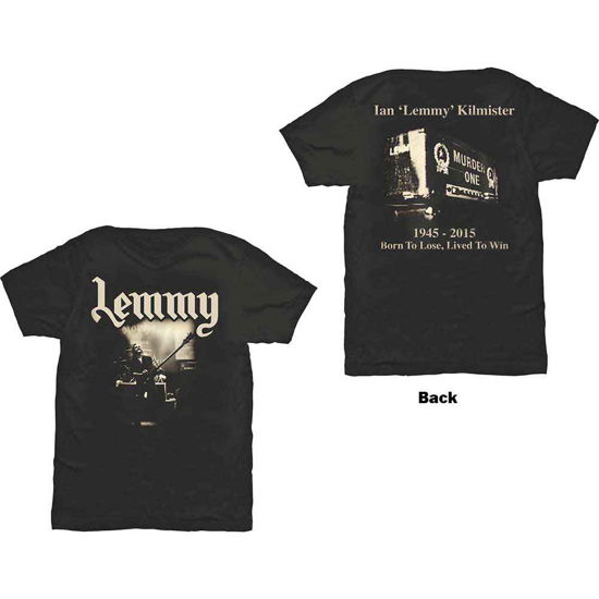 Lemmy Unisex T-Shirt: Lived to Win (Back Print) - Lemmy - Merchandise - ROFF - 5055979930655 - 4. maj 2016