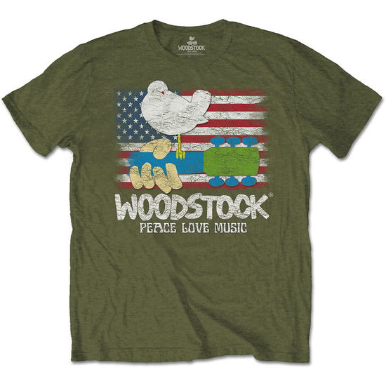 Cover for Woodstock · Woodstock Unisex T-Shirt: Flag (T-shirt) [size M] [Green - Unisex edition]