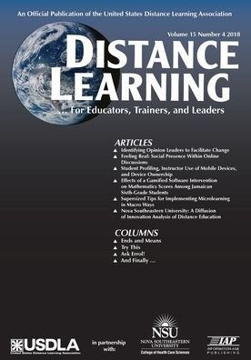 Cover for Distance Learning Vol 15 Issue 4 - Distance Learning Journal (Paperback Book) (2019)
