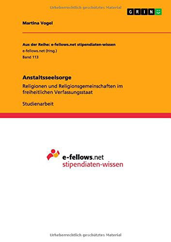 Cover for Vogel · Anstaltsseelsorge (Book) [German edition] (2011)