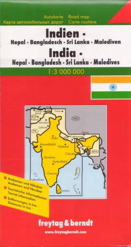 Freytag & Berndt Road Map: India, Nepal, Bangladesh, Bhutan, Sri Lanka - Freytag & Berndt - Książki - Freytag & Berndt - 9783707902655 - 31 grudnia 2010