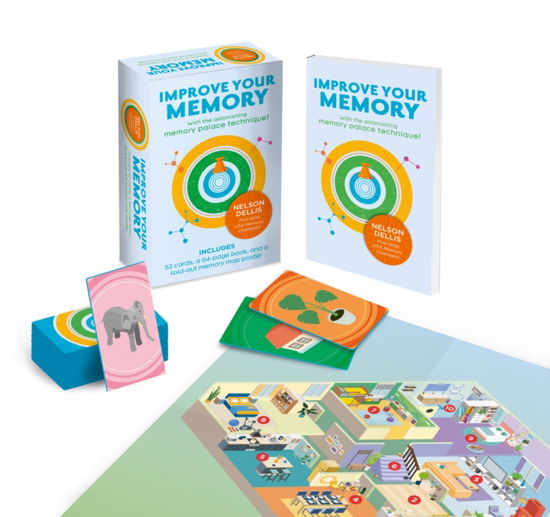 Nelson Dellis · Improve Your Memory: With the Astonishing Memory Palace Technique: Includes 52 Cards, 64-page Book, and a Fold-out Memory Map Poster - Arcturus Leisure Kits (Paperback Book) (2024)