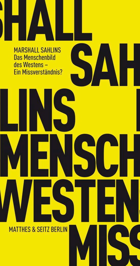 Cover for Sahlins · Das Menschenbild des Westens (Book)