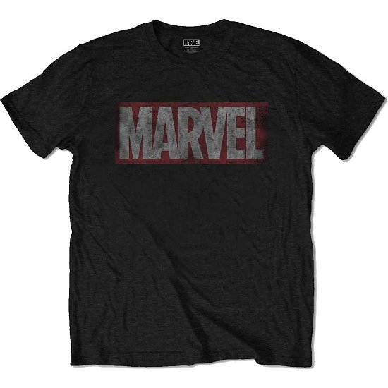 Cover for Marvel Comics · Marvel: Distressed Box Logo (T-Shirt Unisex Tg. L) (N/A) [size L] [Black - Unisex edition]