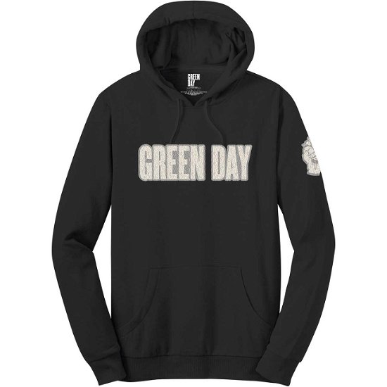 Green Day Unisex Pullover Hoodie: Logo & Grenade (Applique Motifs) - Green Day - Merchandise - MERCHANDISE - 5056170666657 - 30. december 2019