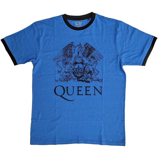 Queen Unisex Ringer T-Shirt: Crest Logo - Queen - Merchandise -  - 5056561071657 - 