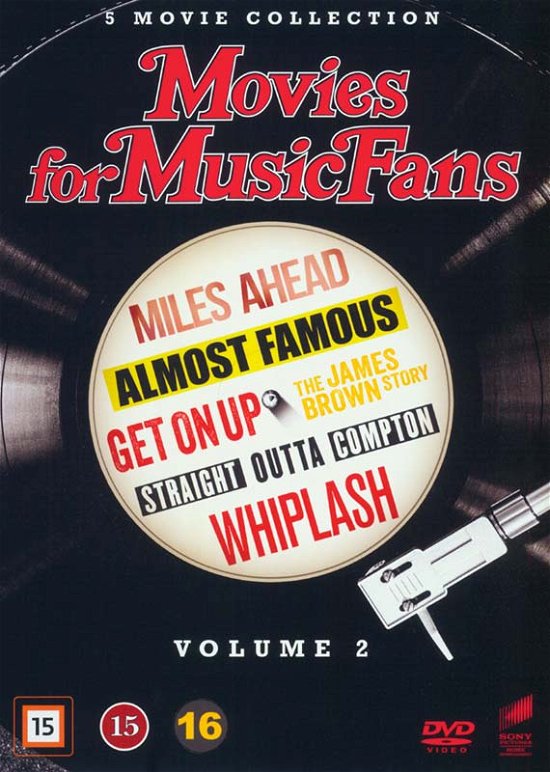 Cover for Movies for Music Fans Volume 2 · Miles Ahead / Almost Famous / Get On Up / Straight Outta Compton / Whiplash (DVD) (2017)
