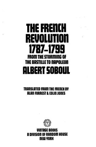 Cover for Albert Soboul · The French Revolution 1789-1799, Vol 1: From the Storming of the Bastille to the Fall of the Girondins (Paperback Book) (1974)