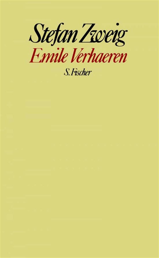 Cover for Stefan Zweig · Emile Verhaeren (Hardcover bog) (1984)