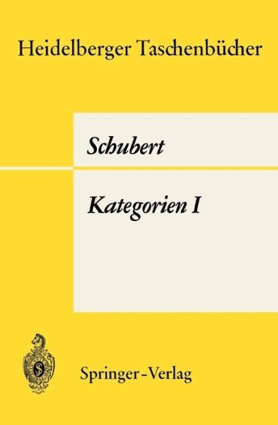 Cover for Dr. Helmar Schubert · Kategorien - Heidelberger Taschenbucher (Paperback Book) [German edition] (1970)