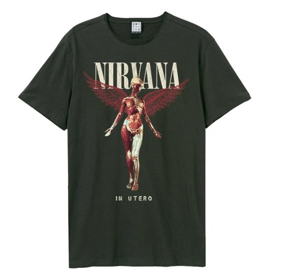 Nirvana In Utero Colour Amplified Vintage Charcoal Large T Shirt - Nirvana - Produtos - AMPLIFIED - 5054488241658 - 21 de agosto de 2020