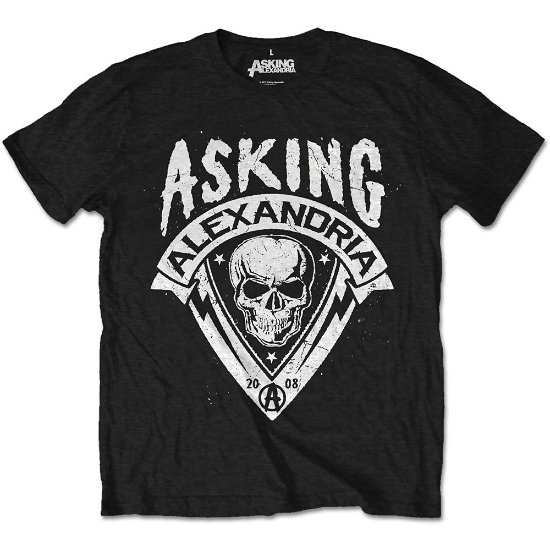 Asking Alexandria Unisex T-Shirt: Skull Shield (Retail Pack) - Asking Alexandria - Produtos - Bandmerch - 5056170627658 - 