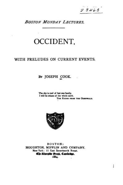 Cover for Joseph Cook · Occident, with Preludes on Current Events (Taschenbuch) (2016)