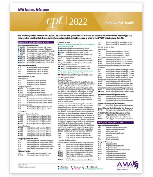 Cover for American Medical Association · CPT Express Reference Coding Card 2022: Behavioral Health (Map) (2021)