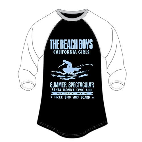 Cover for The Beach Boys · The Beach Boys Ladies Raglan T-Shirt: Spectacular (Ladies Size 10) (T-shirt) [White, Black - Ladies edition]