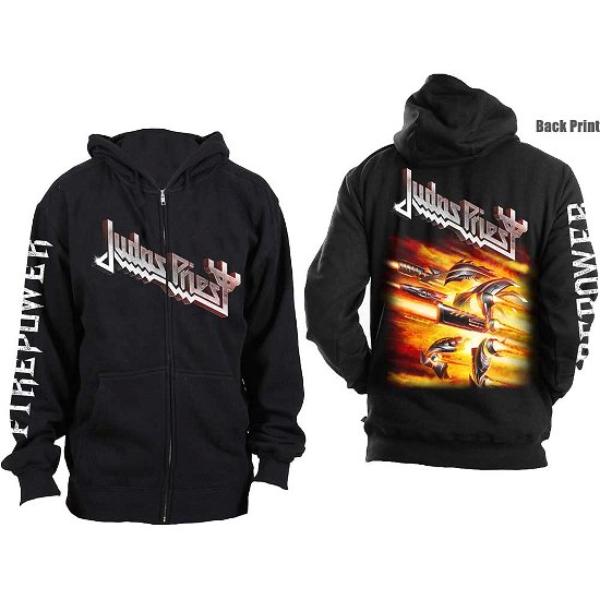 Judas Priest Unisex Zipped Hoodie: Firepower (Back Print) - Judas Priest - Merchandise -  - 5056170633659 - 