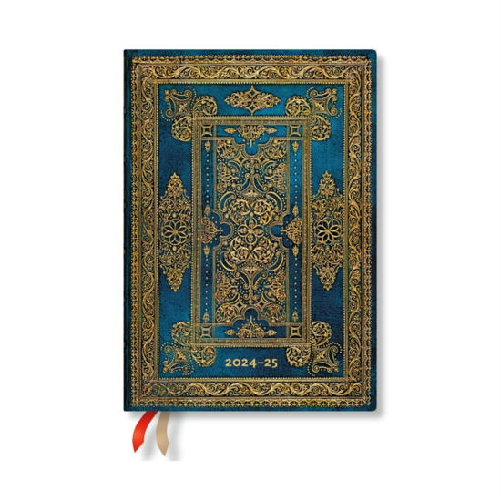 Cover for Paperblanks · Blue Luxe (Luxe Design) Midi 12-month Day-at-a-time Hardback Dayplanner 2025 (Elastic Band Closure) - Luxe Design (Hardcover Book) (2024)