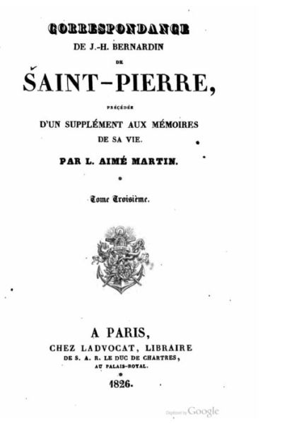 Cover for Henri Bernardin De Saint-Pierre · Correspondance de J.-H. Bernardin de Saint Pierre (Paperback Book) (2015)