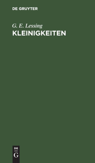 Cover for G E Lessing · Kleinigkeiten (Hardcover Book) (1901)