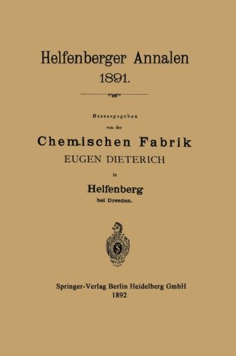 Cover for Eugen Dieterich · Helfenberger Annalen 1891 (Paperback Book) [1892 edition] (1901)