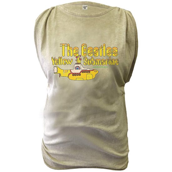 The Beatles Ladies T-Shirt: Yellow Submarine (Discharge Print / Oil Wash) - The Beatles - Produtos - Apple Corps - Apparel - 5055295322660 - 