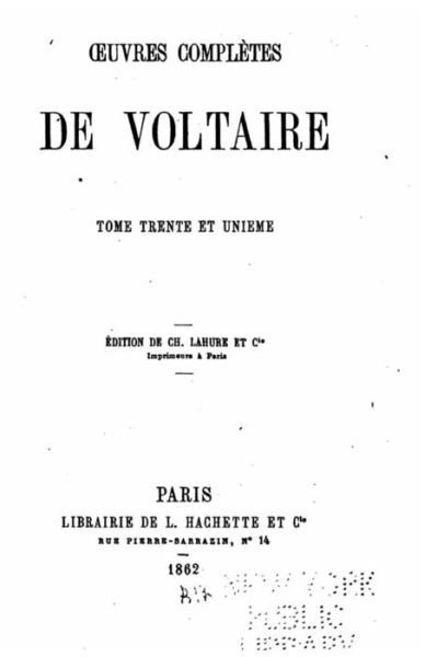 Cover for Voltaire · Oeuvres completes de Voltaire - Tome XXXI (Pocketbok) (2016)