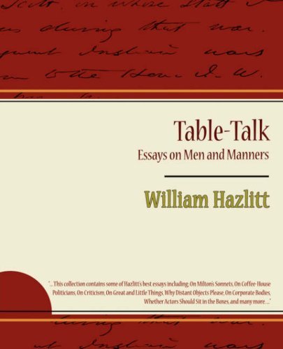 Cover for William Hazlitt · Table-talk, Essays on men and Manners (Taschenbuch) (2007)