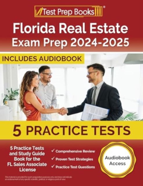 Cover for Lydia Morrison · Florida Real Estate Exam Prep 2024-2025 : 5 Practice Tests and Study Guide Book for the FL Sales Associate License [Audiobook Access] (Paperback Bog) (2024)