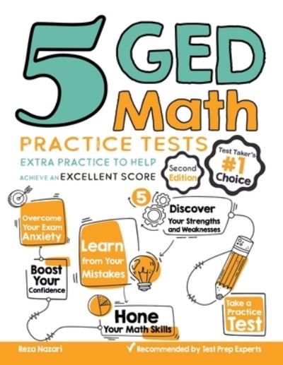 Cover for Reza Nazari · 5 GED Math Practice Tests (Paperback Book) (2020)