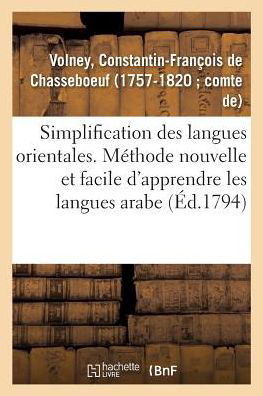 Cover for Volney · Simplification Des Langues Orientales (Paperback Book) (2018)