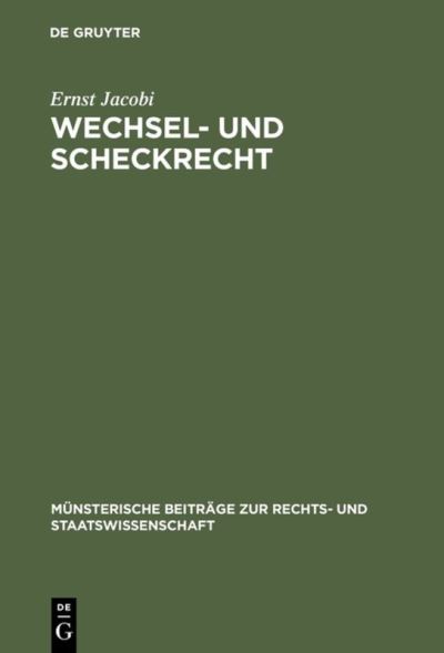 Cover for Jacobi · Wechsel- und Scheckrecht (Book) [German edition] (1977)