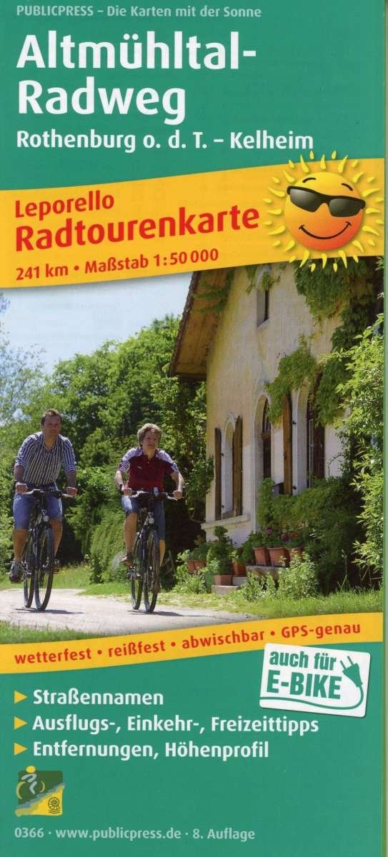 Altmuhltal cycle path, cycle tour map 1:50,000 (Kort) (2019)