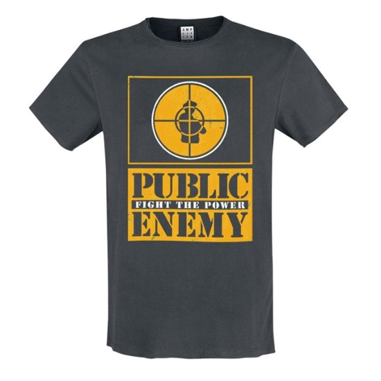 Public Enemy - Yellow Fight The Power Amplified Large Vintage Charcoal T Shirt - Public Enemy - Gadżety - AMPLIFIED - 5054488588661 - 